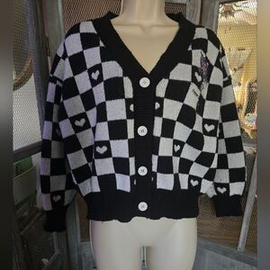 Kuromi Plaid Oversized BOXY CUT CARDIGAN